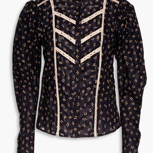Reafi lace-trimmed printed cotton-mousseline blouse